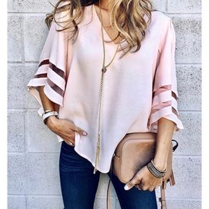 Women's Loose Fitting Blouse - Bell Sleeves